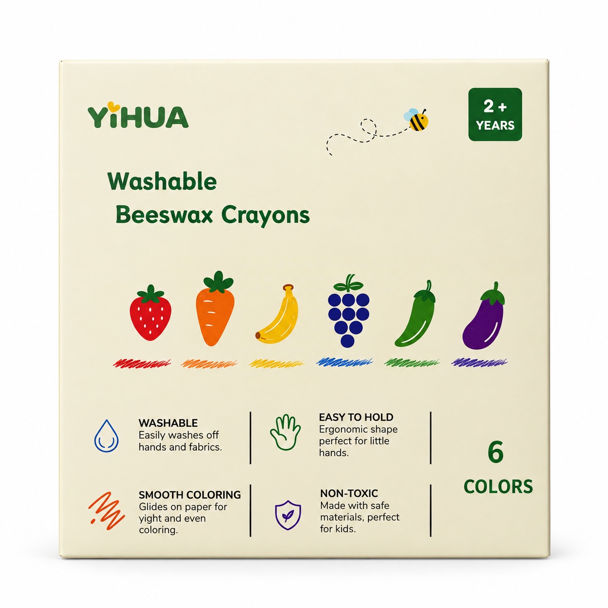 YIHUA's six-color fruit and vegetable shaped crayons