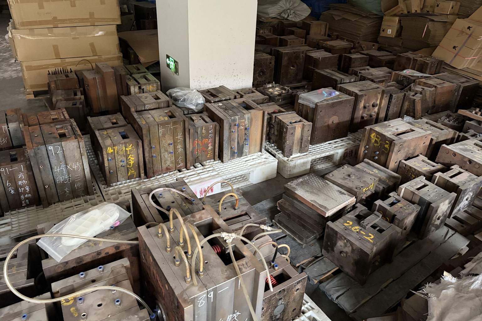 Existing manufacturing stamp molds arranged at the factory